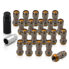 Load image into Gallery viewer, M12 x 1.25 Steel Body Lug Nuts Gunmetal Body Gold Cap (20 Piece)
