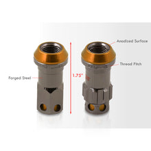 Load image into Gallery viewer, M12 x 1.25 Steel Body Lug Nuts Gunmetal Body Gold Cap (20 Piece)