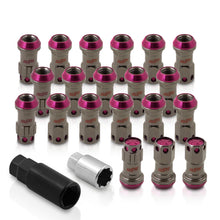 Load image into Gallery viewer, M12 x 1.25 Steel Body Lug Nuts Gunmetal Body Pink Cap (20 Piece)