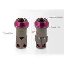 Load image into Gallery viewer, M12 x 1.25 Steel Body Lug Nuts Gunmetal Body Pink Cap (20 Piece)