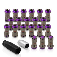 Load image into Gallery viewer, M12 x 1.25 Steel Body Lug Nuts Gunmetal Body Purple Cap (20 Piece)