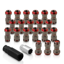 Load image into Gallery viewer, M12 x 1.25 Steel Body Lug Nuts Gunmetal Body Red Cap (20 Piece)