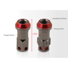 Load image into Gallery viewer, M12 x 1.25 Steel Body Lug Nuts Gunmetal Body Red Cap (20 Piece)