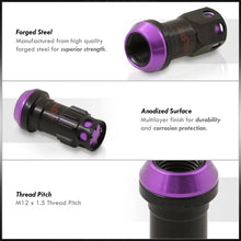 Load image into Gallery viewer, M12 x 1.5 Steel Body Lug Nuts Black Body Purple Cap (20 Piece)