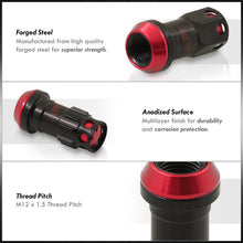 Load image into Gallery viewer, M12 x 1.5 Steel Body Lug Nuts Black Body Red Cap (20 Piece)