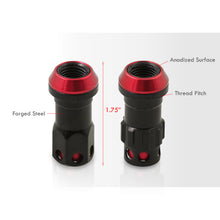 Load image into Gallery viewer, M12 x 1.5 Steel Body Lug Nuts Black Body Red Cap (20 Piece)