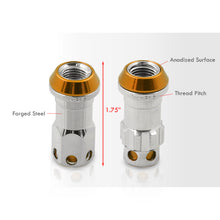 Load image into Gallery viewer, M12 x 1.5 Steel Body Lug Nuts Chrome Body Gold Cap (20 Piece)