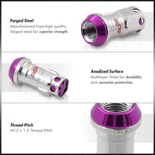 Load image into Gallery viewer, M12 x 1.5 Steel Body Lug Nuts Chrome Body Purple Cap (20 Piece)