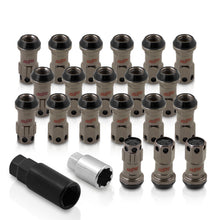 Load image into Gallery viewer, M12 x 1.5 Steel Body Lug Nuts Gunmetal Body Black Cap (20 Piece)