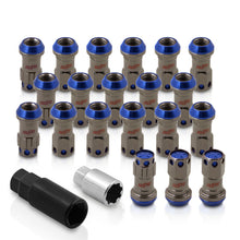 Load image into Gallery viewer, M12 x 1.5 Steel Body Lug Nuts Gunmetal Body Blue Cap (20 Piece)