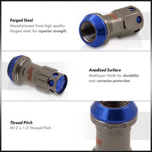 Load image into Gallery viewer, M12 x 1.5 Steel Body Lug Nuts Gunmetal Body Blue Cap (20 Piece)