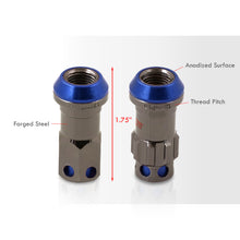 Load image into Gallery viewer, M12 x 1.5 Steel Body Lug Nuts Gunmetal Body Blue Cap (20 Piece)