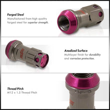 Load image into Gallery viewer, M12 x 1.5 Steel Body Lug Nuts Gunmetal Body Pink Cap (20 Piece)