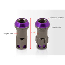 Load image into Gallery viewer, M12 x 1.5 Steel Body Lug Nuts Gunmetal Body Purple Cap (20 Piece)