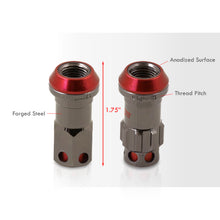 Load image into Gallery viewer, M12 x 1.5 Steel Body Lug Nuts Gunmetal Body Red Cap (20 Piece)