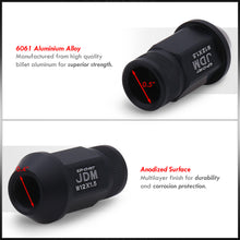 Load image into Gallery viewer, JDM Sport M12 X 1.5 Aluminum Open Lug Nuts Matte Black (20 Piece)
