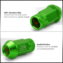 Load image into Gallery viewer, JDM Sport M12 X 1.5 Aluminum Open Lug Nuts Green (20 Piece)