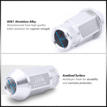 Load image into Gallery viewer, JDM Sport M12 X 1.25 Aluminum Open Lug Nuts Silver (16 Piece)