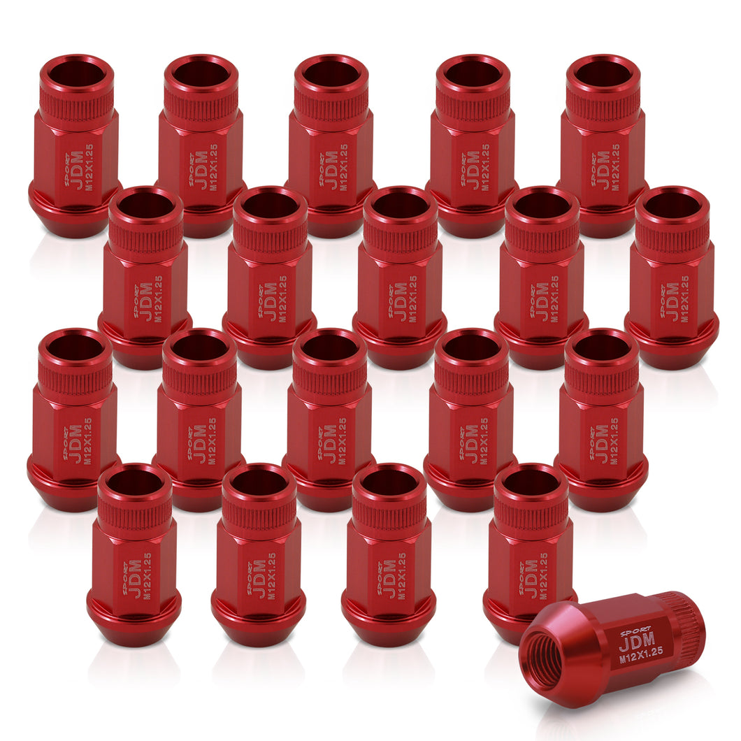 JDM Sport M12 X 1.25 Aluminum Open Lug Nuts Red (20 Piece)