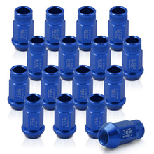 Load image into Gallery viewer, JDM Sport M12 X 1.5 Aluminum Open Lug Nuts Blue (16 Piece)