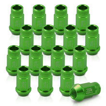 Load image into Gallery viewer, JDM Sport M12 X 1.5 Aluminum Open Lug Nuts Green (16 Piece)