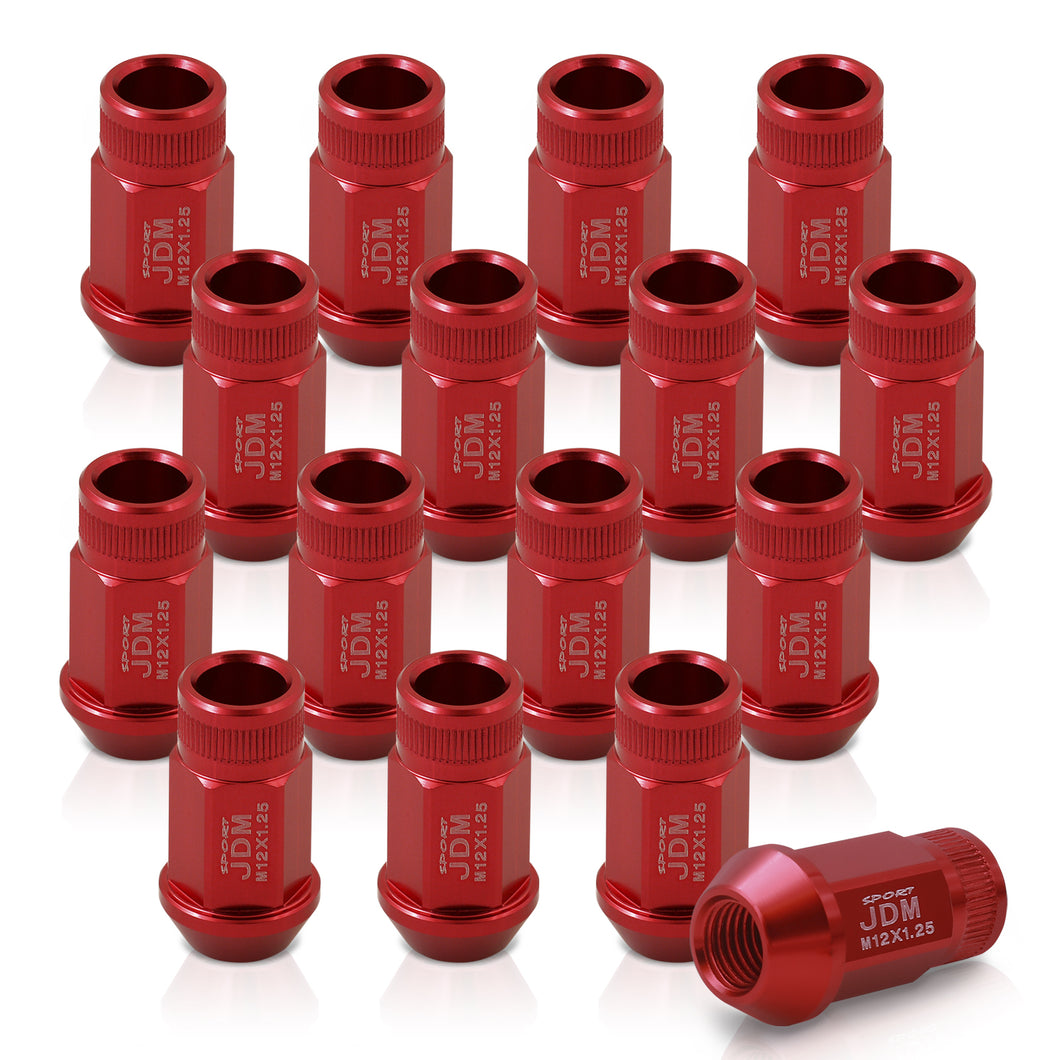 JDM Sport M12 X 1.25 Aluminum Open Lug Nuts Red (16 Piece)