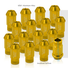 Load image into Gallery viewer, JDM Sport M12 X 1.25 Aluminum Open Lug Nuts Gold (16 Piece)