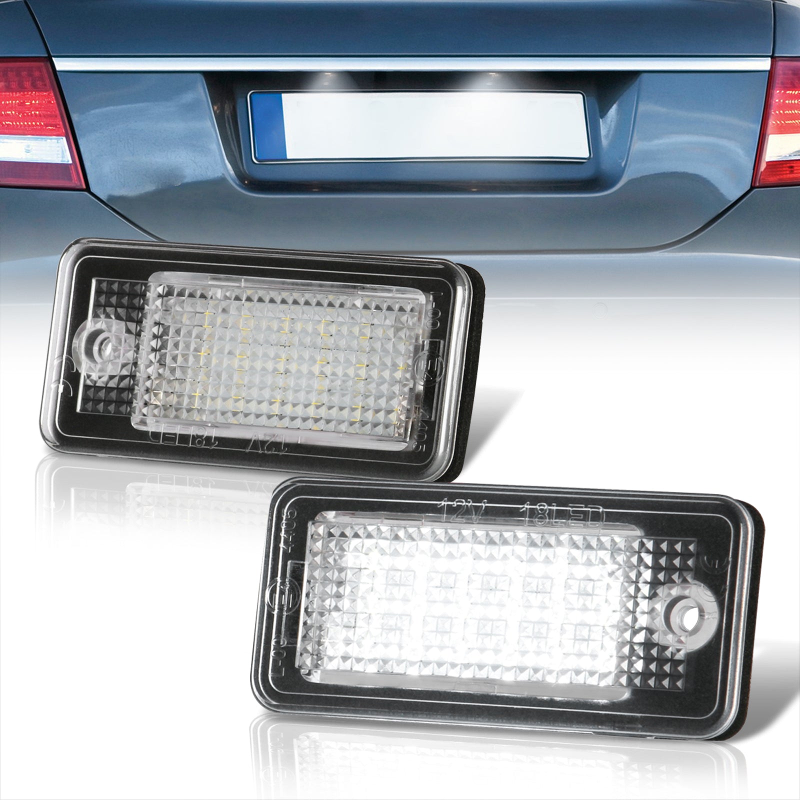 Audi A3 A4 A5 A6 A8 Q7 White SMD LED License Plate Lights Clear