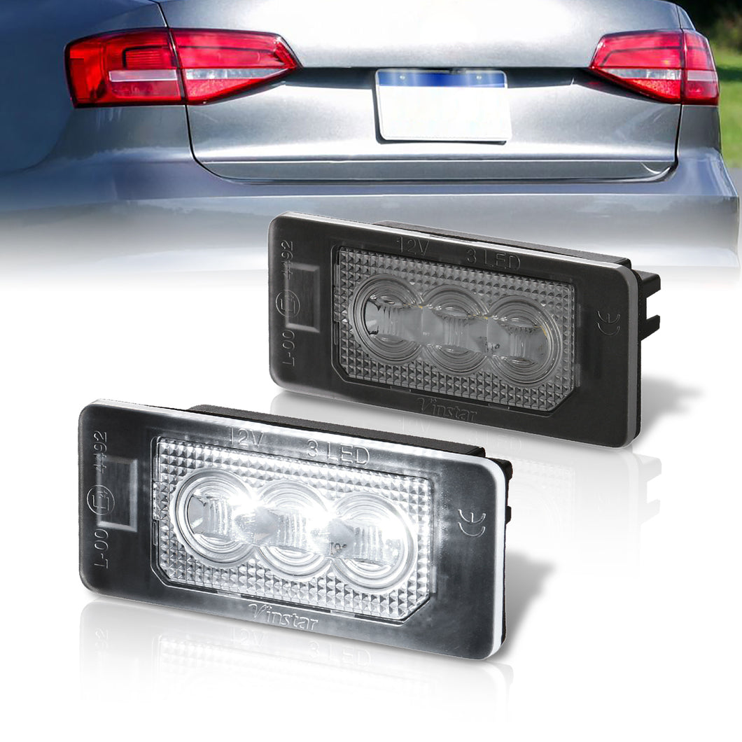 Skoda / Seat / Volkswagen White SMD LED License Plate Lights Clear Len