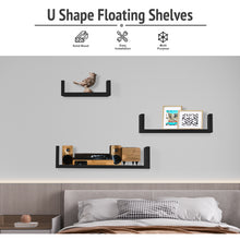 Load image into Gallery viewer, Wall Mounted U-Shaped Floating Shelves 3-Piece Black