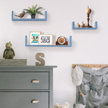 Load image into Gallery viewer, Wall Mounted U-Shaped Floating Shelves 3-Piece Blue