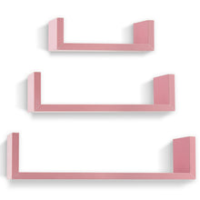 Load image into Gallery viewer, Wall Mounted U-Shaped Floating Shelves 3-Piece Pink