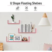 Load image into Gallery viewer, Wall Mounted U-Shaped Floating Shelves 3-Piece Pink