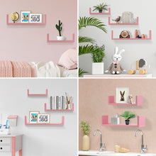 Load image into Gallery viewer, Wall Mounted U-Shaped Floating Shelves 3-Piece Pink