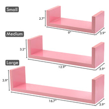 Load image into Gallery viewer, Wall Mounted U-Shaped Floating Shelves 3-Piece Pink