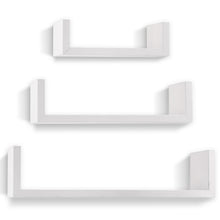 Load image into Gallery viewer, Wall Mounted U-Shaped Floating Shelves 3-Piece White