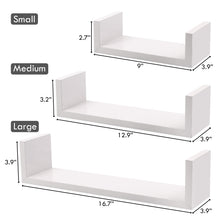 Load image into Gallery viewer, Wall Mounted U-Shaped Floating Shelves 3-Piece White
