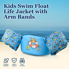 Load image into Gallery viewer, Kids Swim Float Life Jacket Vest with Arm Bands (20-50 LBS) Blue Crocodile