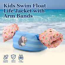 Load image into Gallery viewer, Kids Swim Float Life Jacket Vest with Arm Bands (20-50 LBS) Baby Blue Hedgehog