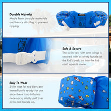 Load image into Gallery viewer, Kids Swim Float Life Jacket Vest with Arm Bands (20-50 LBS) Blue Rocket