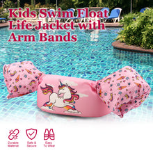 Load image into Gallery viewer, Kids Swim Float Life Jacket Vest with Arm Bands (20-50 LBS) Pink Unicorn