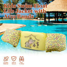 Load image into Gallery viewer, Kids Swim Float Life Jacket Vest with Arm Bands (20-50 LBS) Light Yellow Elephant