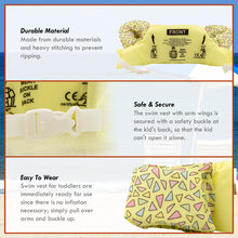 Load image into Gallery viewer, Kids Swim Float Life Jacket Vest with Arm Bands (20-50 LBS) Light Yellow Elephant