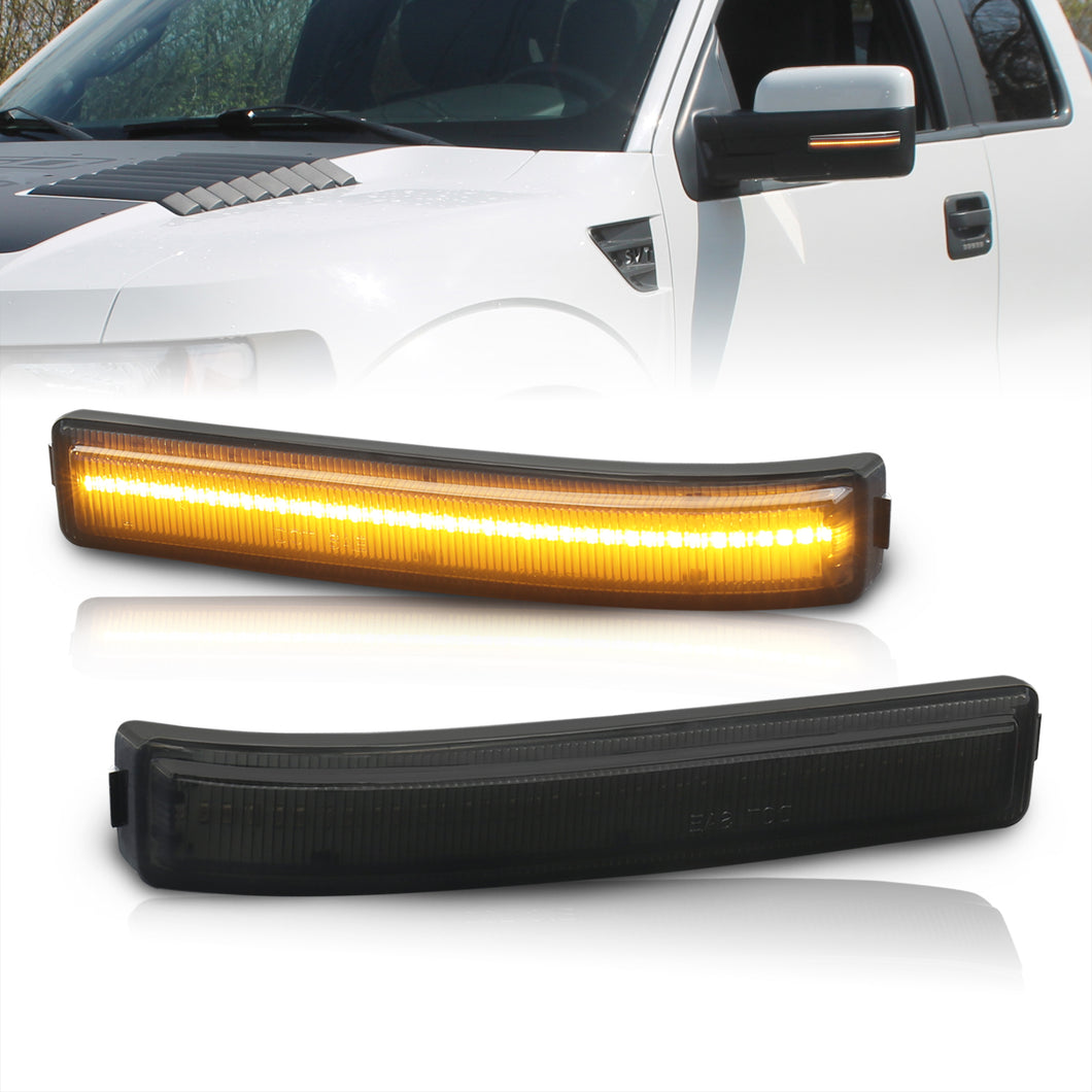 Ford F150 2009-2014 / Raptor 2010-2014 Front Amber LED Side Mirror Signal Marker Lights Smoke Len