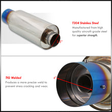 Load image into Gallery viewer, Universal 2.5" Inlet / 4" Straight Tip N1 Style Stainless Steel Exhaust Muffler Burnt