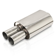 Load image into Gallery viewer, Universal 2.5&quot; Inlet / 3&quot; Dual Straight Tip DTM Style Stainless Steel Exhaust Muffler Chrome
