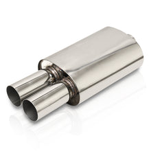 Load image into Gallery viewer, Universal 2.5" Inlet / 3" Dual Straight Tip DTM Style Stainless Steel Exhaust Muffler Chrome