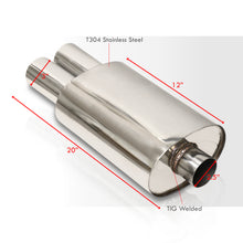Load image into Gallery viewer, Universal 2.5" Inlet / 3" Dual Straight Tip DTM Style Stainless Steel Exhaust Muffler Chrome
