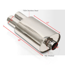 Load image into Gallery viewer, Universal 2.5&quot; Inlet / 3&quot; Dual Straight Tip DTM Style Stainless Steel Exhaust Muffler Chrome
