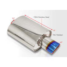 Load image into Gallery viewer, Universal 2.5" Inlet / 4.5" Oval Tip VIP Style Stainless Steel Exhaust Muffler Burnt
